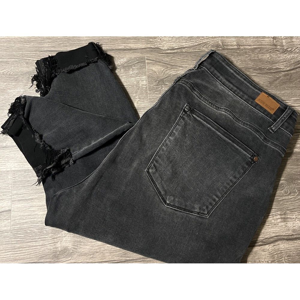 Judy Blue High Rise Skinny Fit Frayed Cuffed Charcoal Wash‎ Jeans SZ22W(40x27)